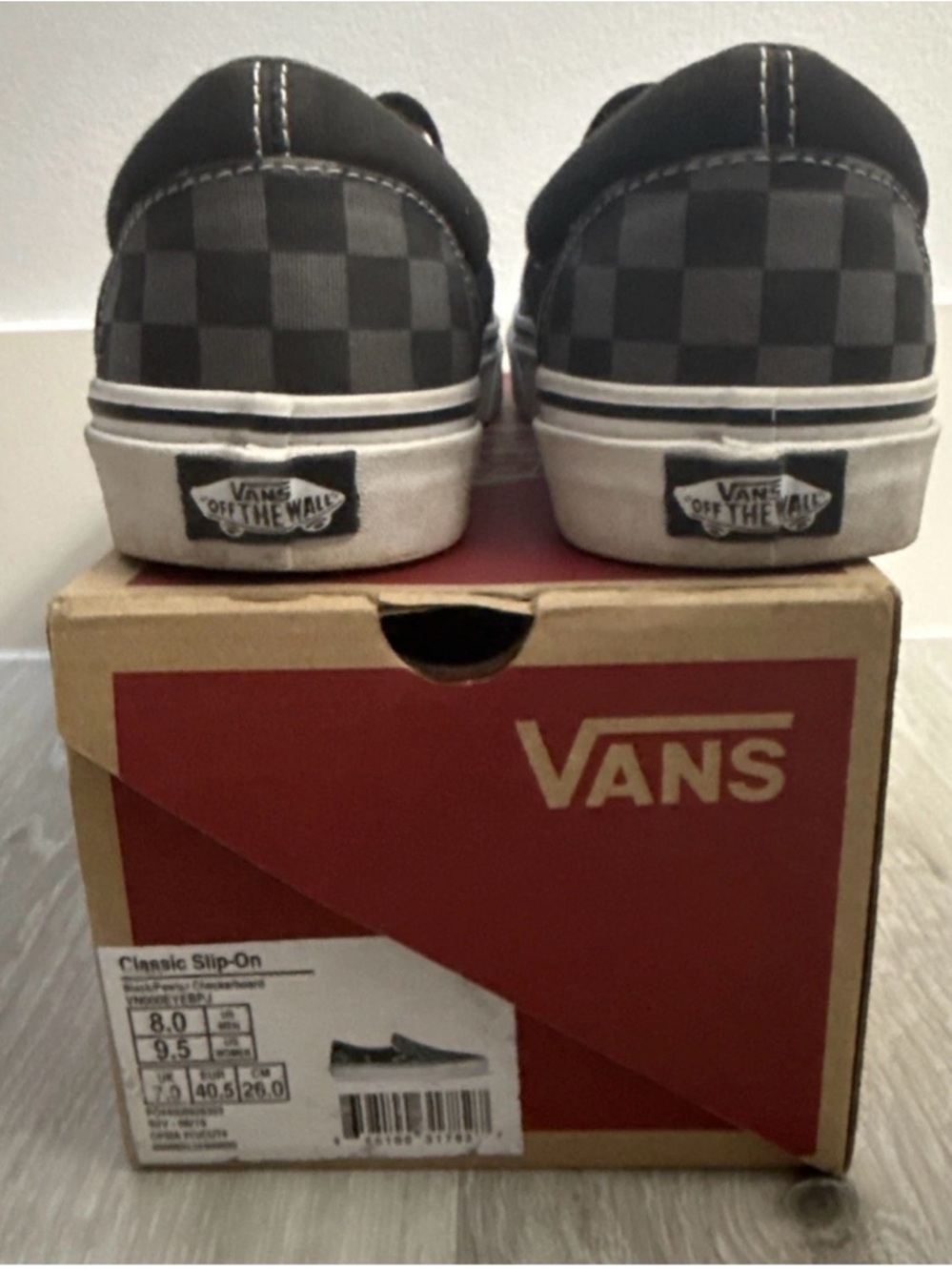 VANS Classic Slip-On Multicolored Grey Pewter Black Checkerboard men 8 women 9.5 - Picture 4 of 5